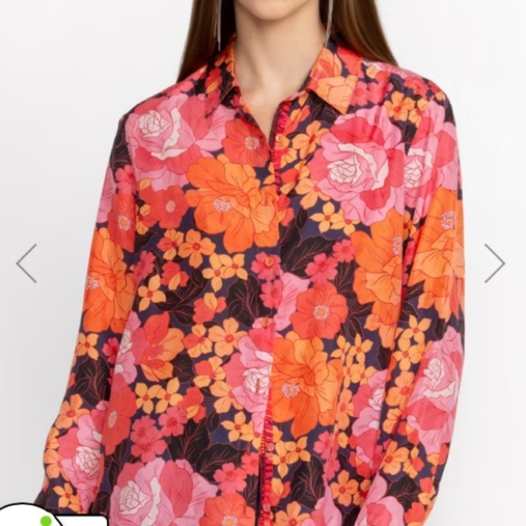 Johnny Was “Becca” button down blouse. 100% silk. Colorful floral print. Size XS - Picture 2 of 9